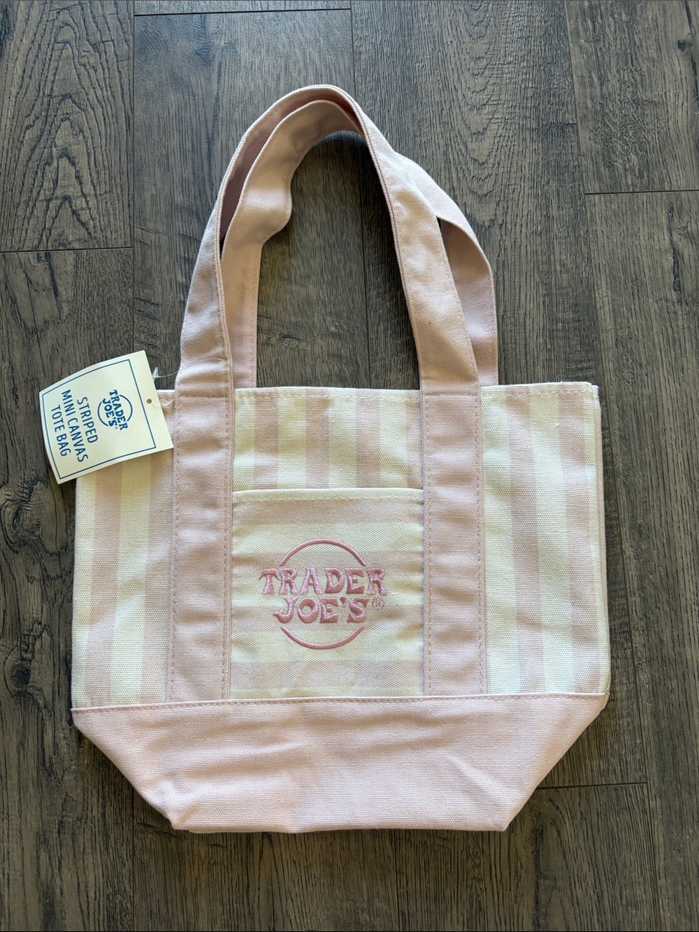 Trader Joe’s Pink Striped Canvas Tote Bag